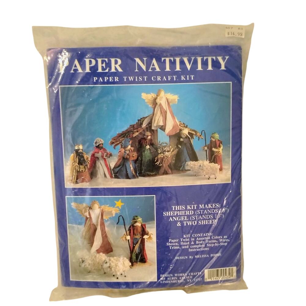 Paper Nativity Twist Craft Kit Shepherd Angel Sheep Paper Doll #434 NEW Vintage